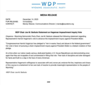 WDP Chair’s Statement On Biden’s Decision today