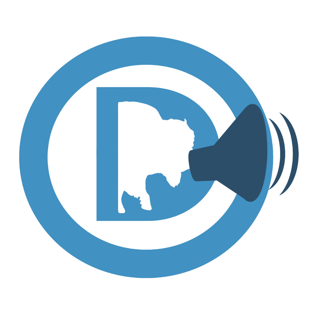 wyoming democratic party logo with megaphone speaker icon