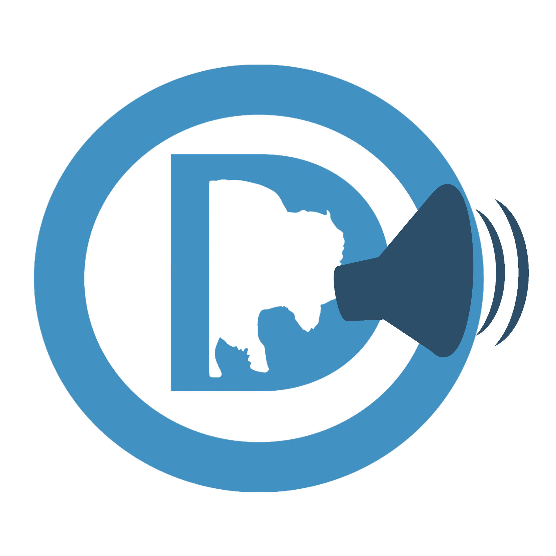 wyoming democratic party logo with megaphone speaker icon