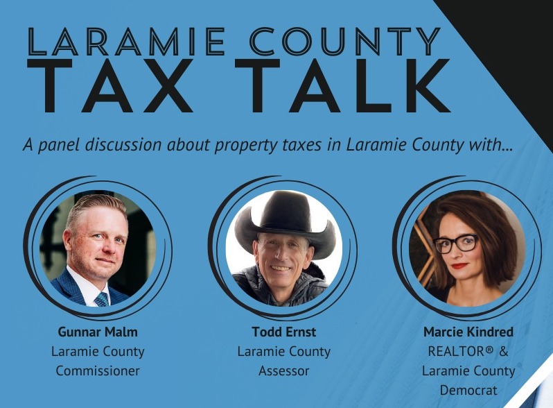 Laramie County Tax Talk image of Gunnar Malm, Todd Ernst and Marcie Kindred.